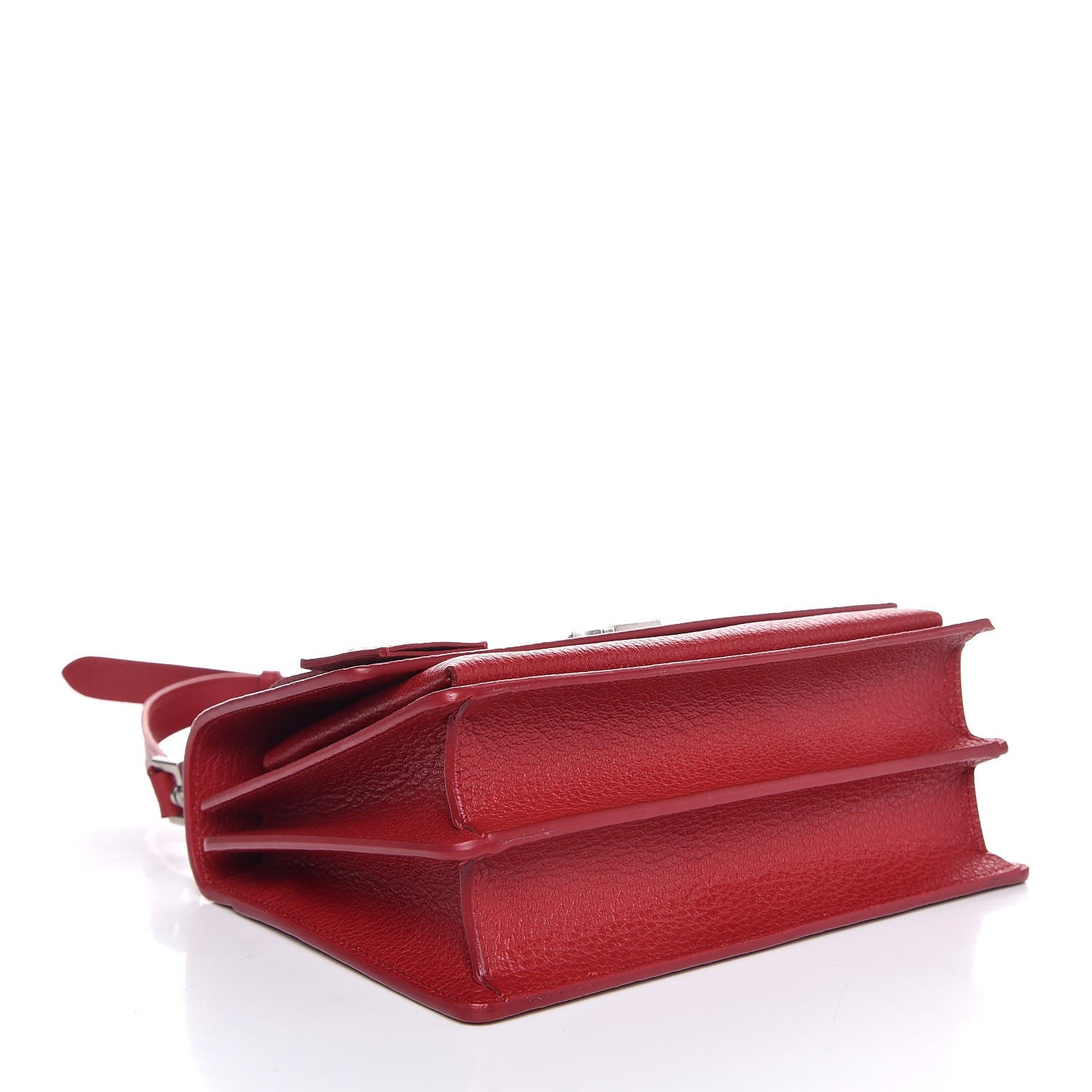 Saint Laurent Grained Calfskin Medium Monogram Sunset Satchel Red 4 of 9