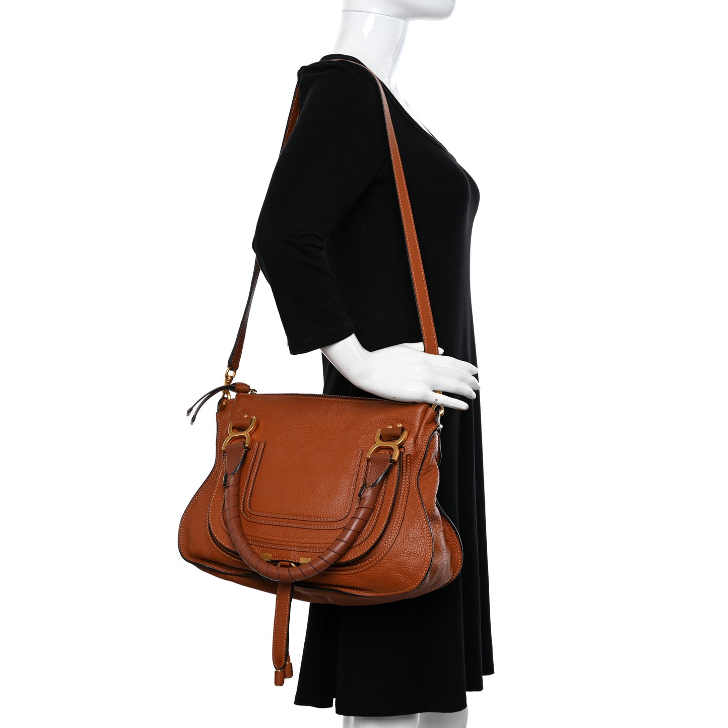 Calfskin Medium Marcie Satchel Tan