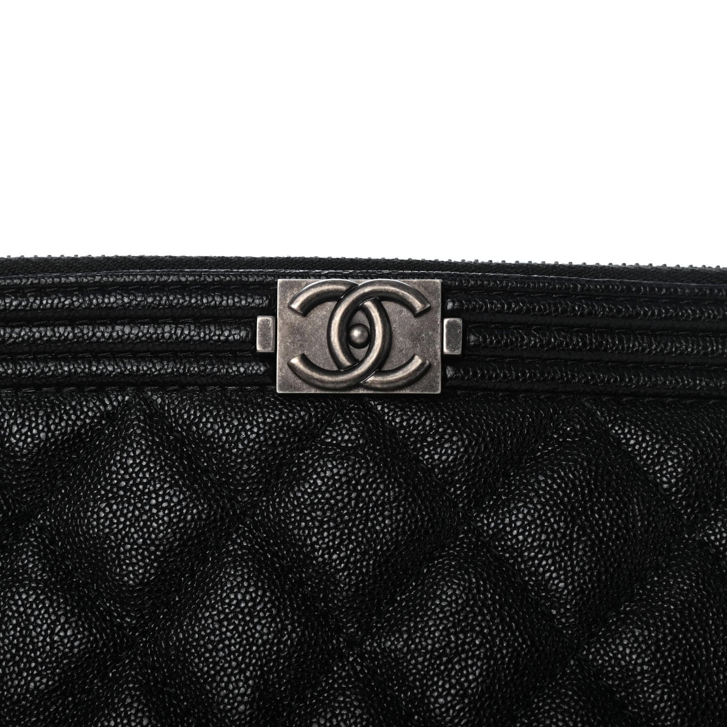 Chanel Iridescent Caviar Quilted Large Boy Cosmetic Case Black 6 of 7