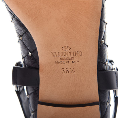 Valentino Garavani Crackled Lambskin Rockstud Spike Captoe Ballerina Flats 36.5 Black 9 of 11