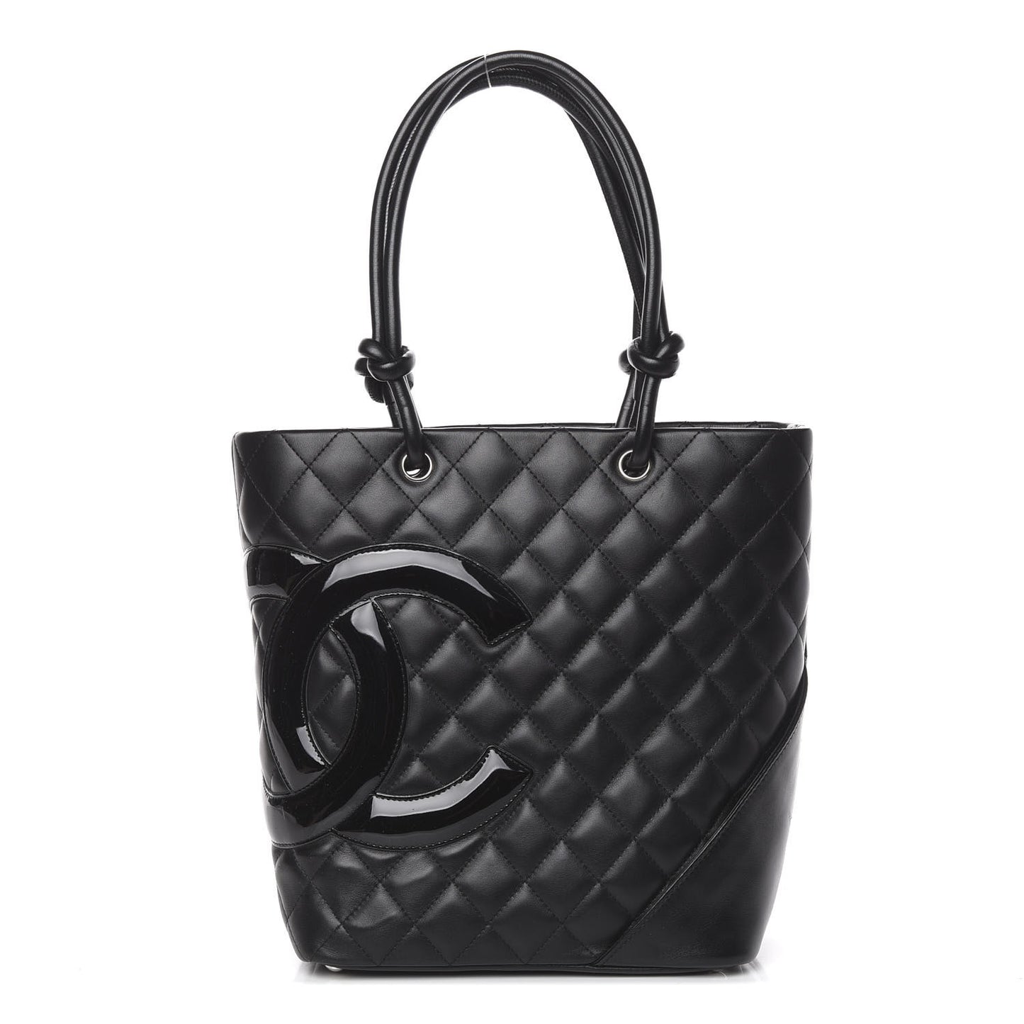 Calfskin Quilted Medium Cambon Tote Black