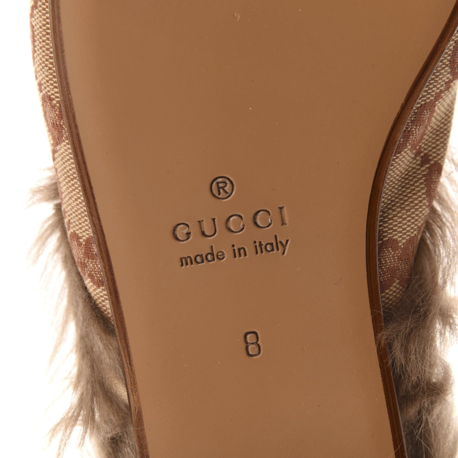 Gucci GG Monogram Fur Mens Princetown Slippers 8 Beige Ruggine Rust 7 of 8
