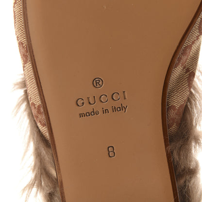 Gucci GG Monogram Fur Mens Princetown Slippers 8 Beige Ruggine Rust 7 of 8