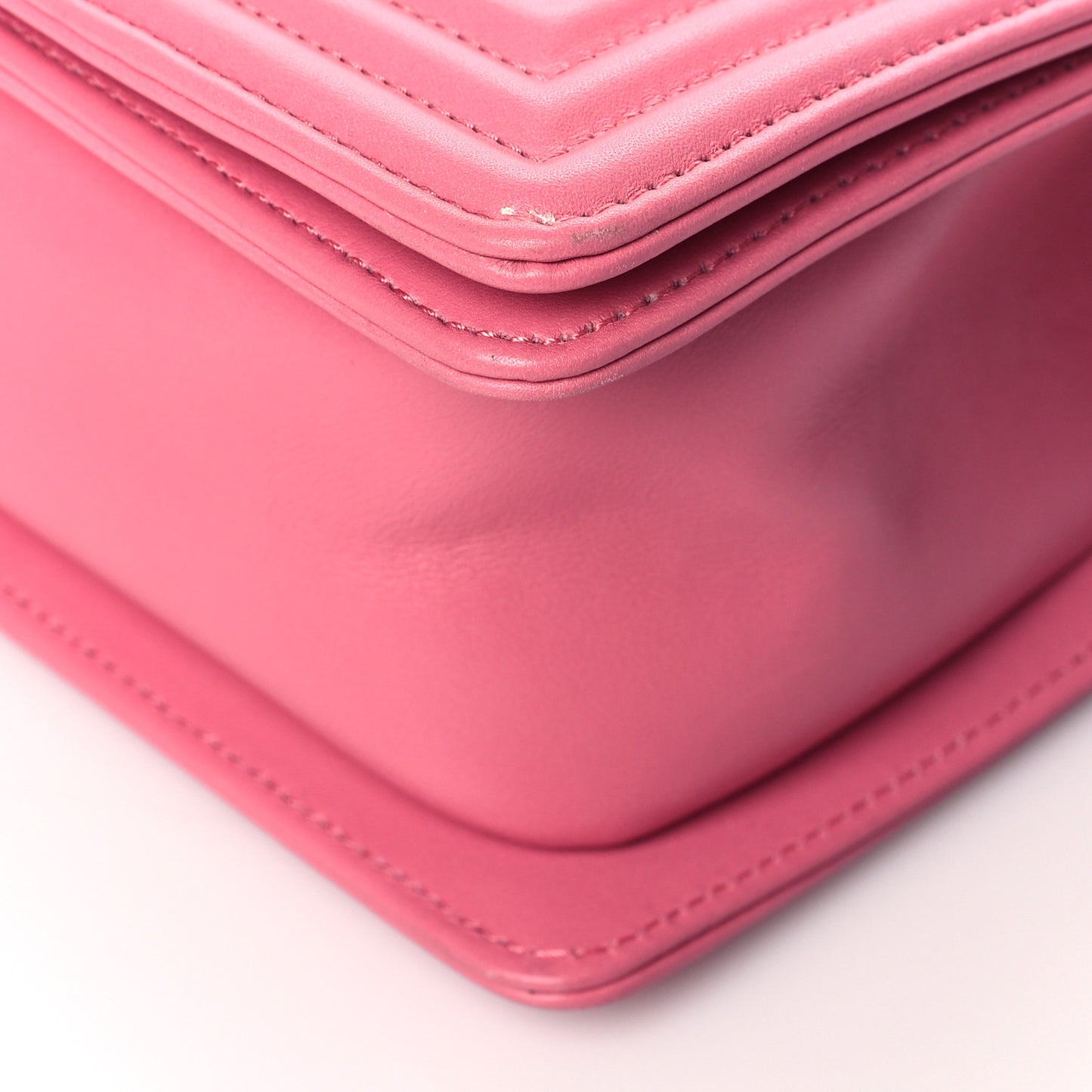Calfskin Chevron Quilted Medium Boy Flap Pink