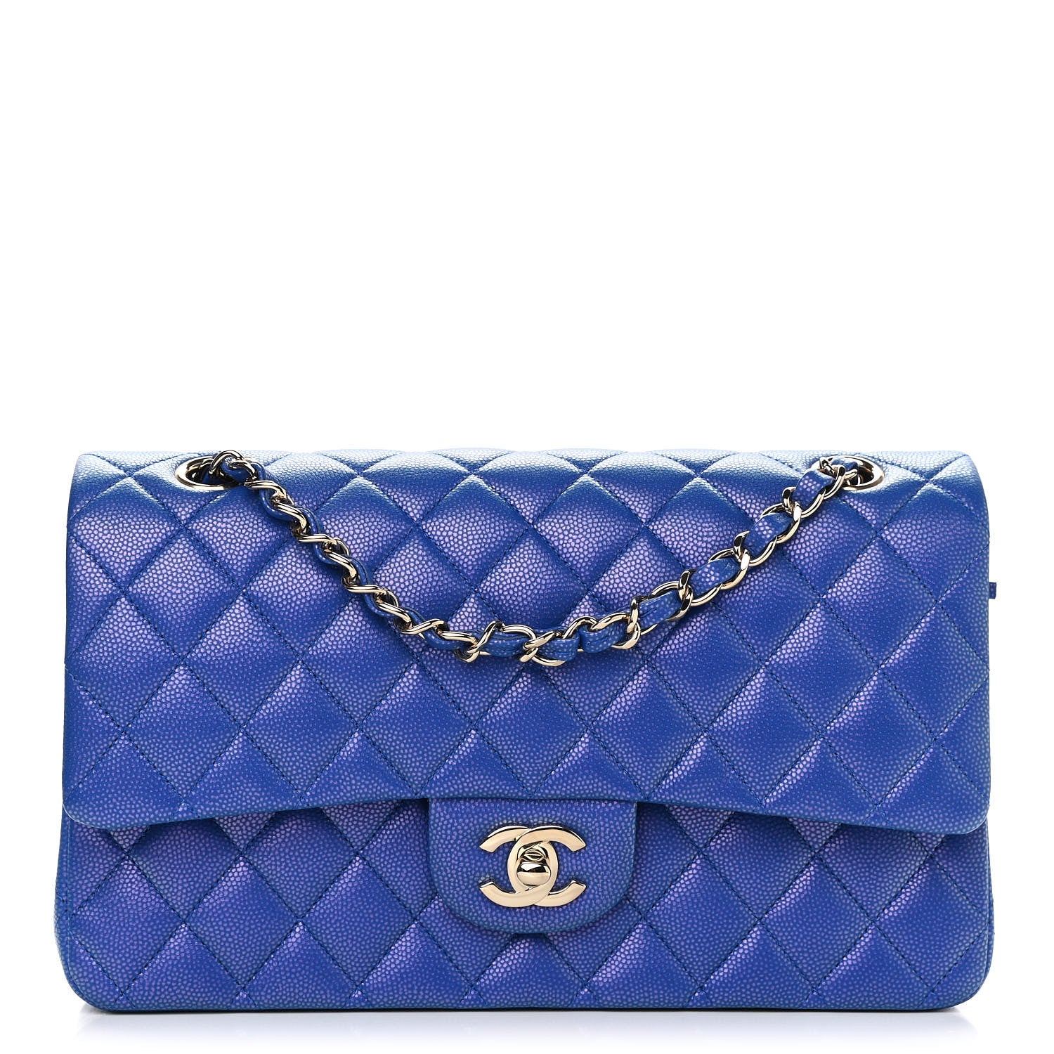 Chanel Iridescent Caviar Quilted Medium Double Flap Blue 1 of 11