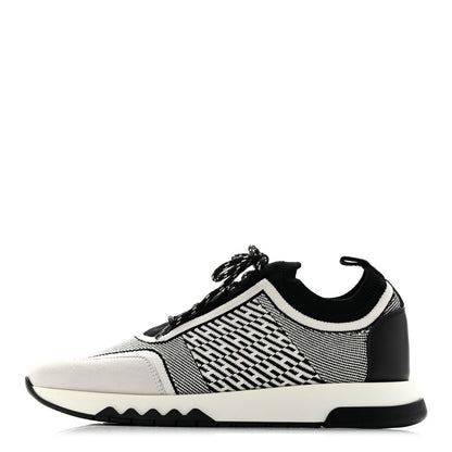 Hermes Knit Bi-Color Womens Addict Sneakers 37 Black White 1 of 9