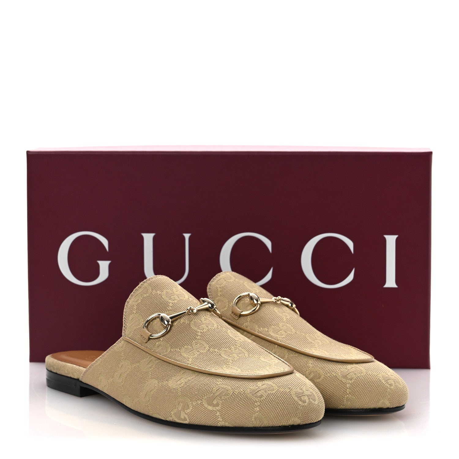 Gucci GG Monogram Canvas Womens Princetown Slippers 38 Ebony Beige 11 of 11