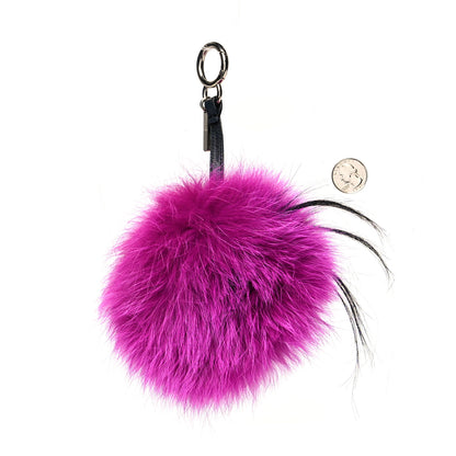 Fendi Fox Mink Goat Fur Oret Monster Bag Bug Charm Orchid Black 2 of 3