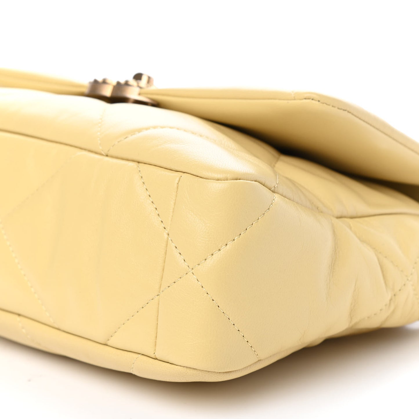 Shiny Goatskin Quilted Medium Chanel 19 Flap Yellow