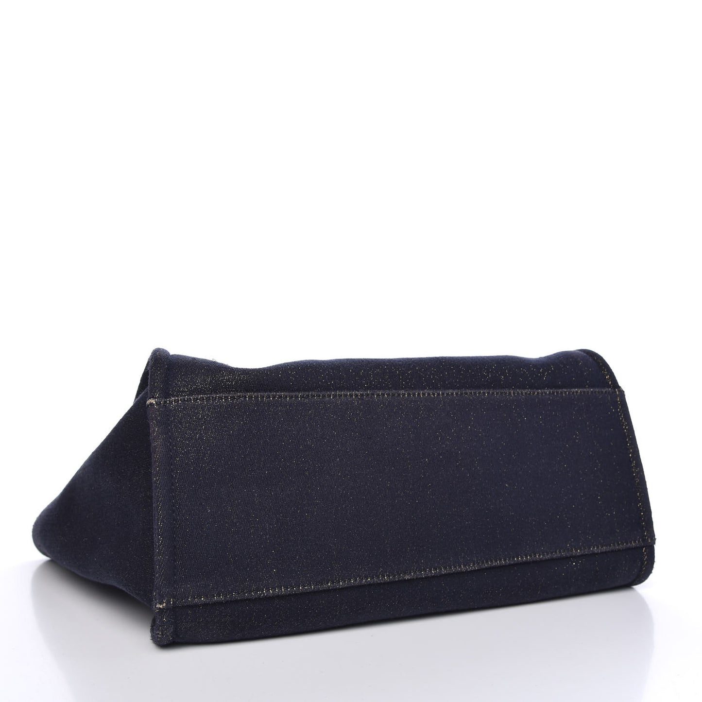 Lurex Canvas Medium Deauville Tote Navy Blue Gold