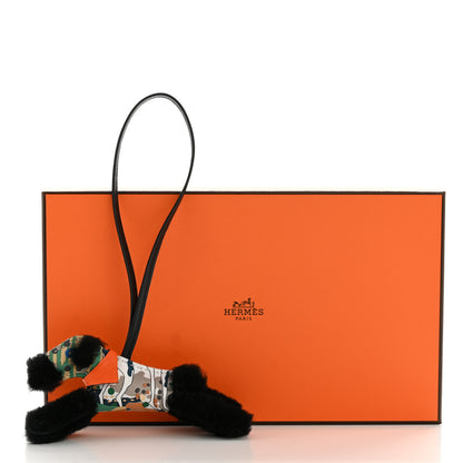 Hermes Milo Lambskin Shearling Silk Budy Charm Black Multicolor 4 of 4