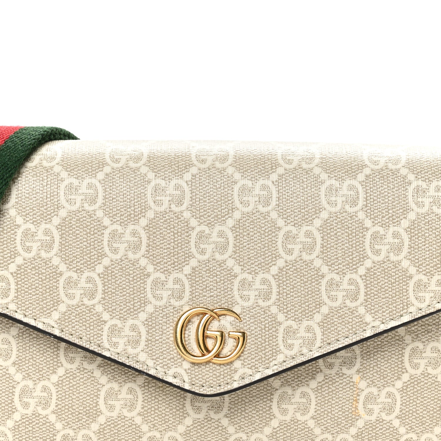 Gucci GG Supreme Monogram Textured Dollar Calfskin Web Mini Ophidia Envelope Shoulder Bag Beige Mystic White Oatmeal 8 of 11