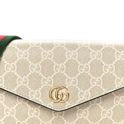Gucci GG Supreme Monogram Textured Dollar Calfskin Web Mini Ophidia Envelope Shoulder Bag Beige Mystic White Oatmeal 8 of 11