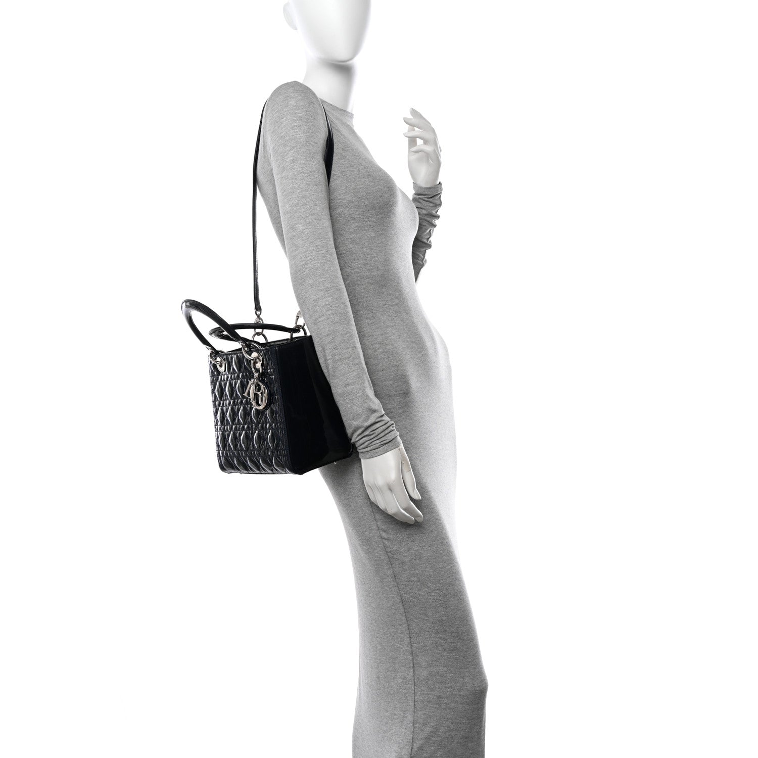 Christian Dior Patent Cannage Medium Lady Dior Navy Blue 2 of 11