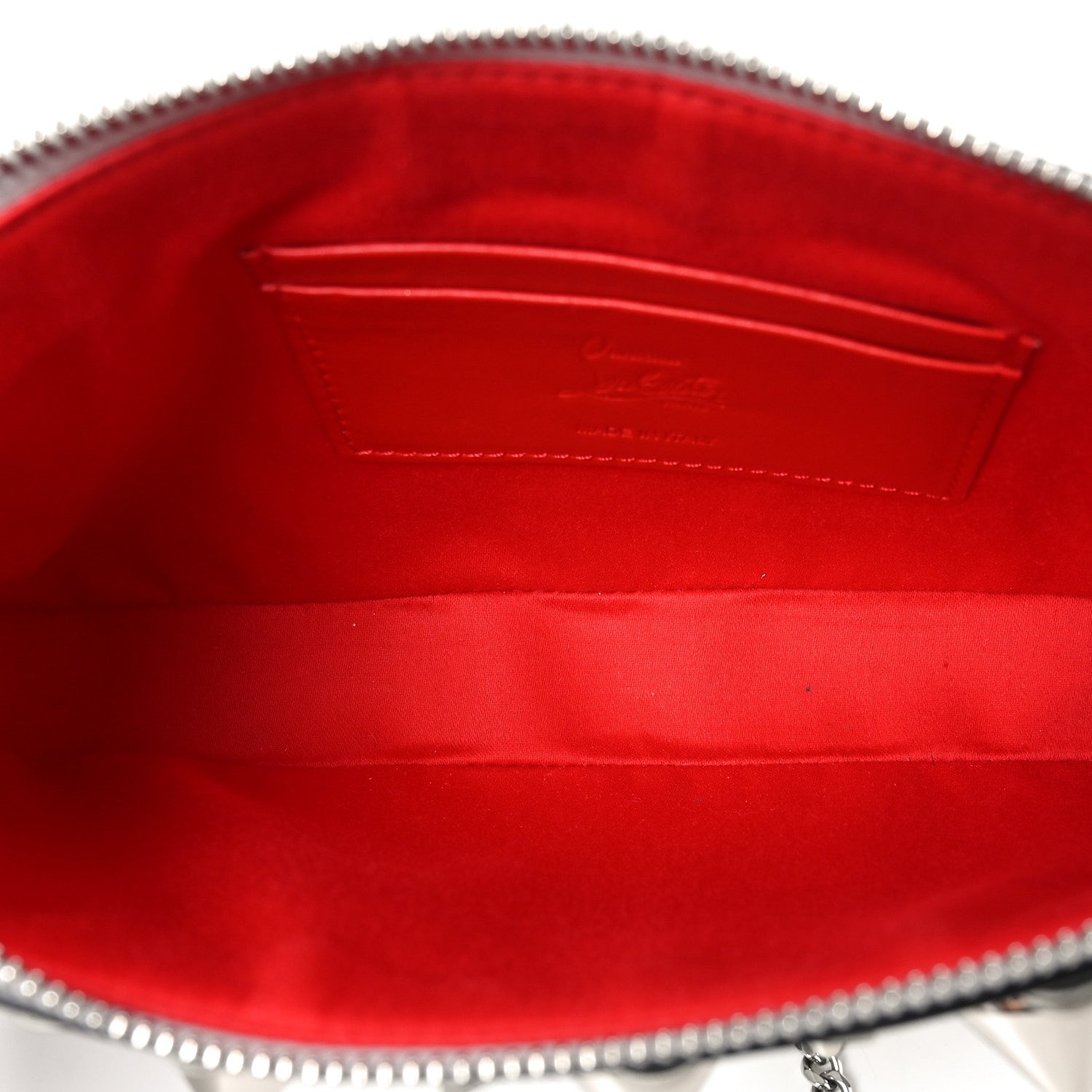 Christian Louboutin Metallic Patent Calfskin Flower Loubila Chain Clutch Silver 5 of 9