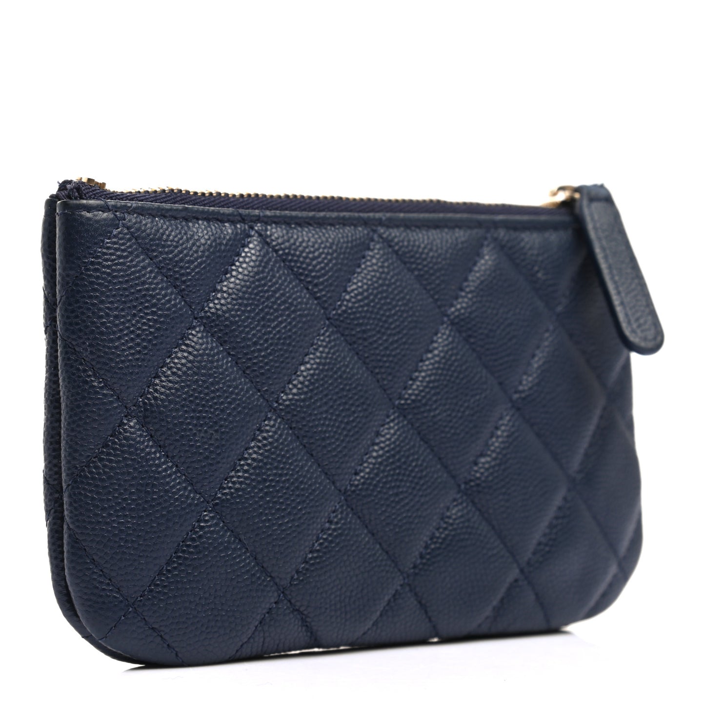 Caviar Quilted Small Cosmetic Case Navy
