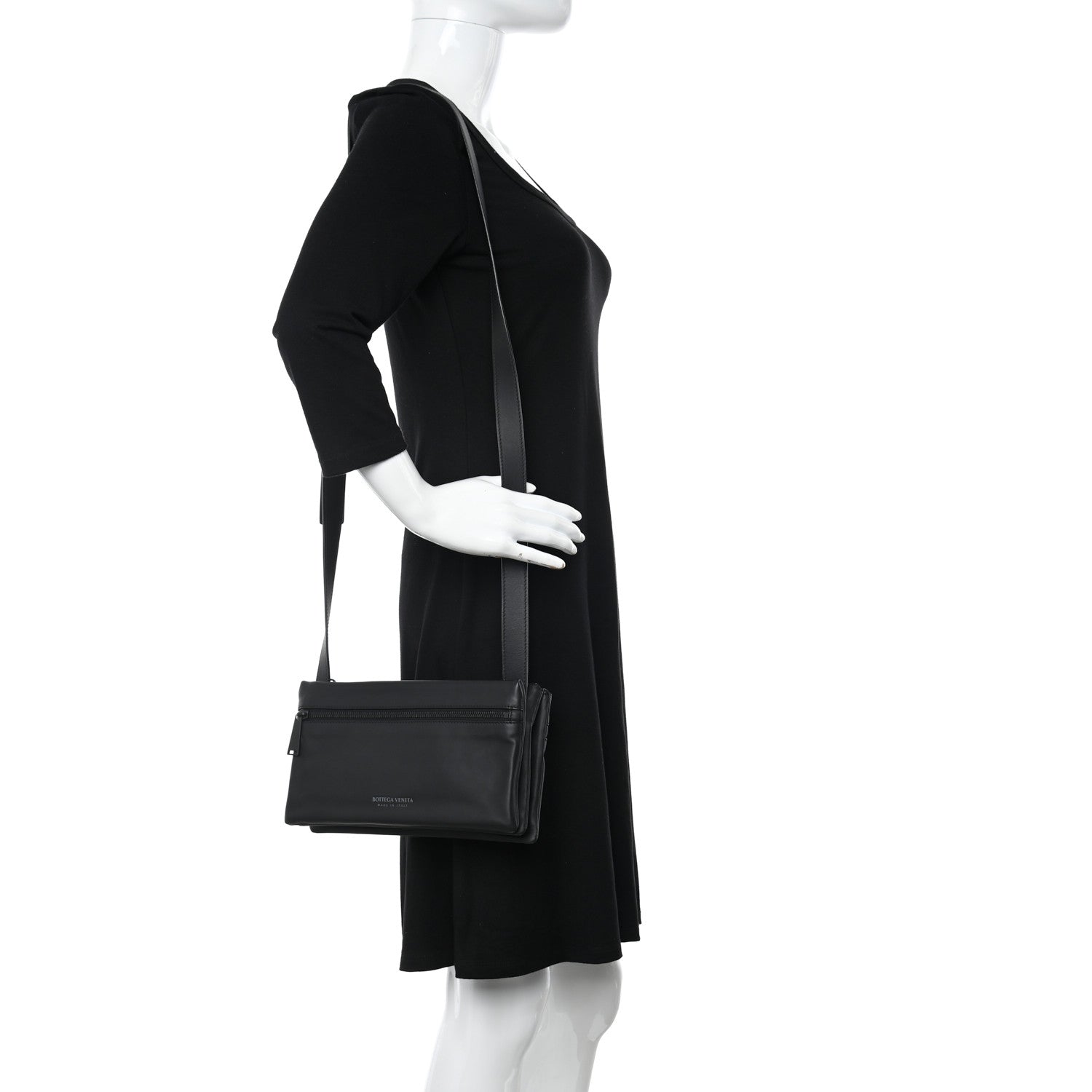 Bottega Veneta Nappa Fluid Triple Zip Messenger Bag Black 2 of 11