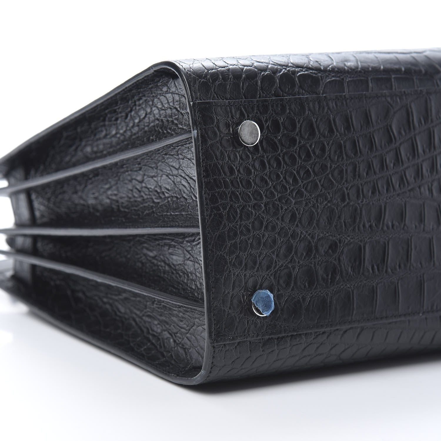 Saint Laurent Calfskin Crocodile Embossed Small Sac de Jour Black 9 of 12