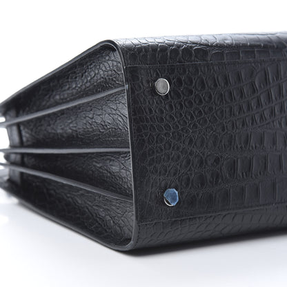 Saint Laurent Calfskin Crocodile Embossed Small Sac de Jour Black 9 of 12