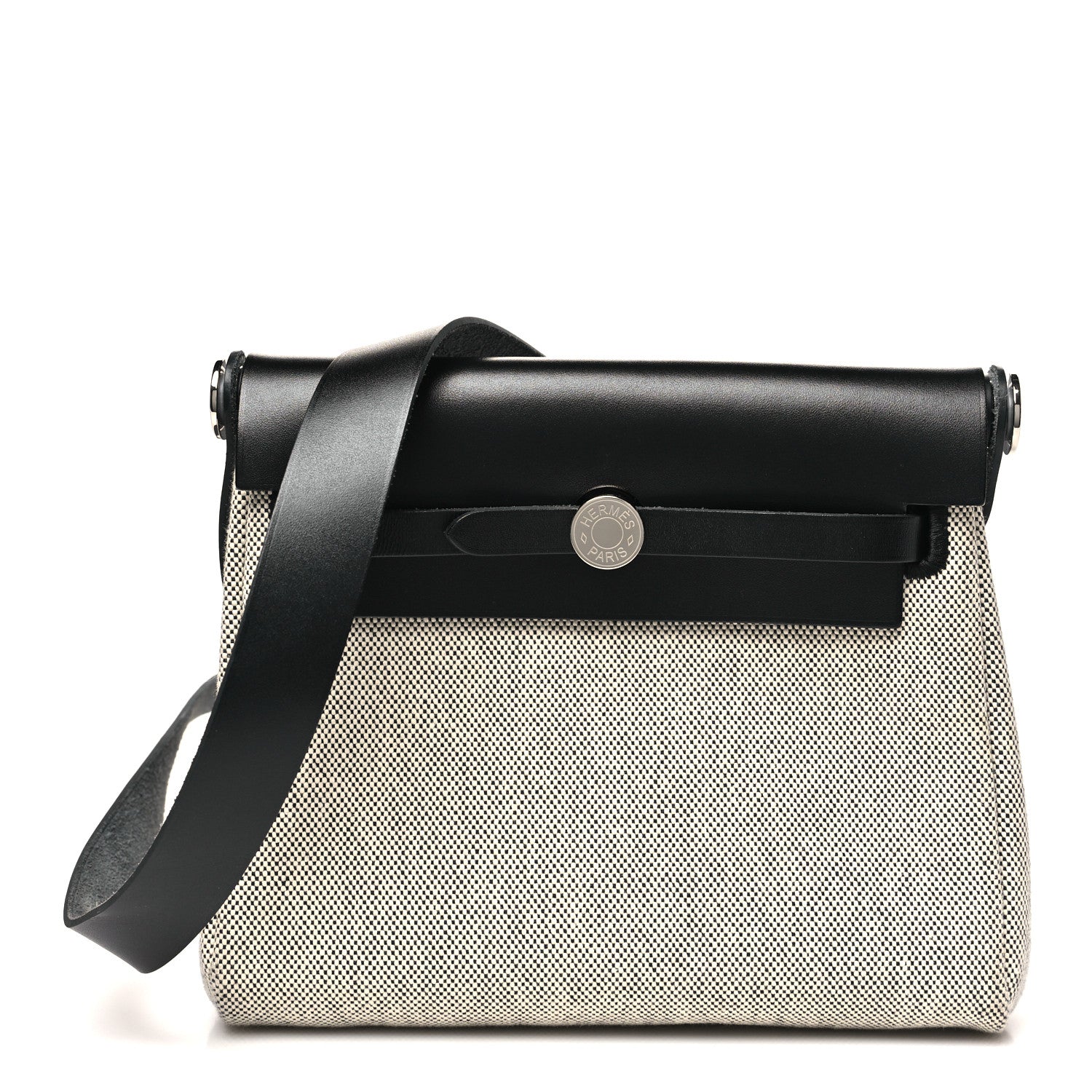 Hermes Military Toile Vache Hunter Herbag Zip Retourne 20 Ecru Black 1 of 11