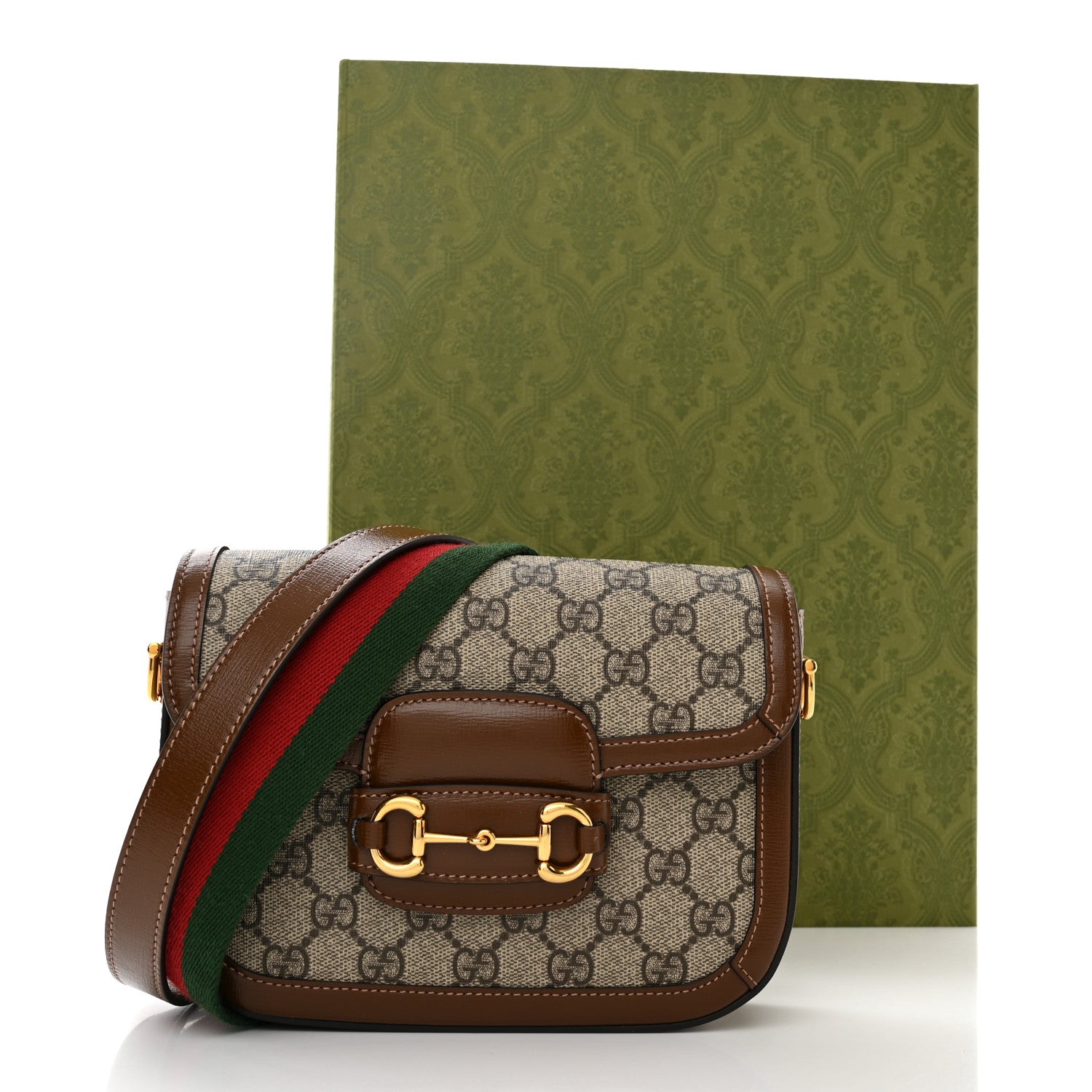 Gucci GG Supreme Monogram Web Mini Horsebit 1955 Shoulder Bag Beige Brown Sugar 13 of 13