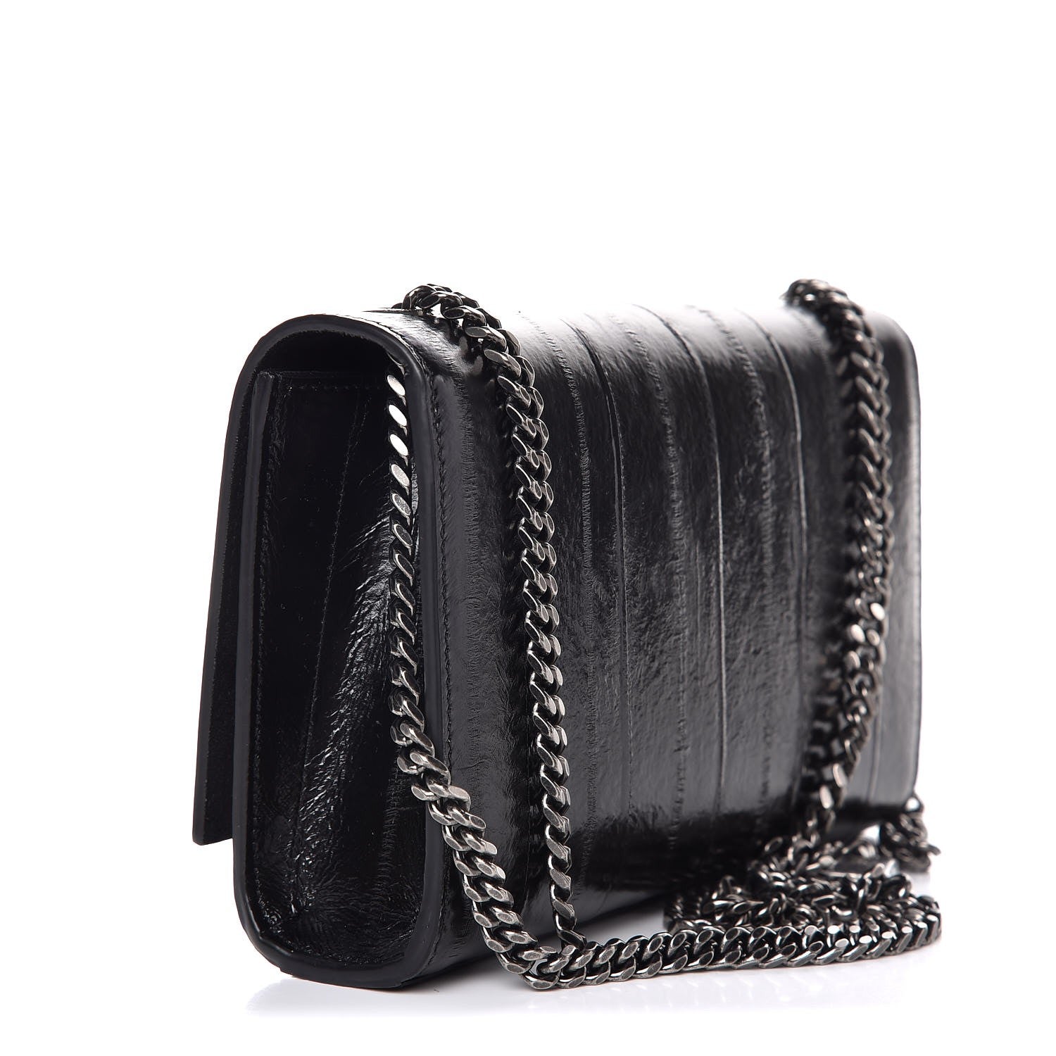 Saint Laurent Glossy Eelskin Small Monogram Kate Satchel Black 3 of 7