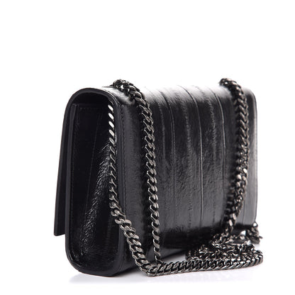 Saint Laurent Glossy Eelskin Small Monogram Kate Satchel Black 3 of 7