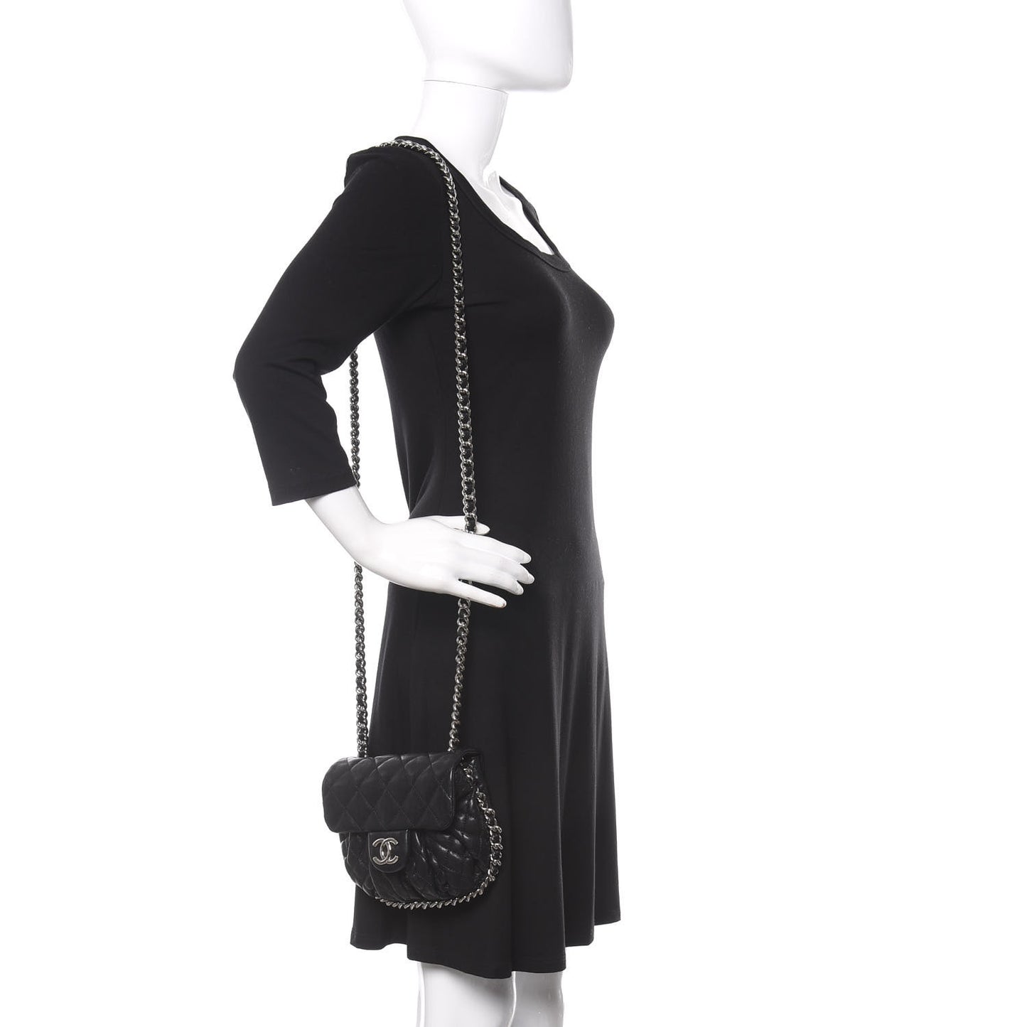 Washed Lambskin Mini Chain Around Messenger Black