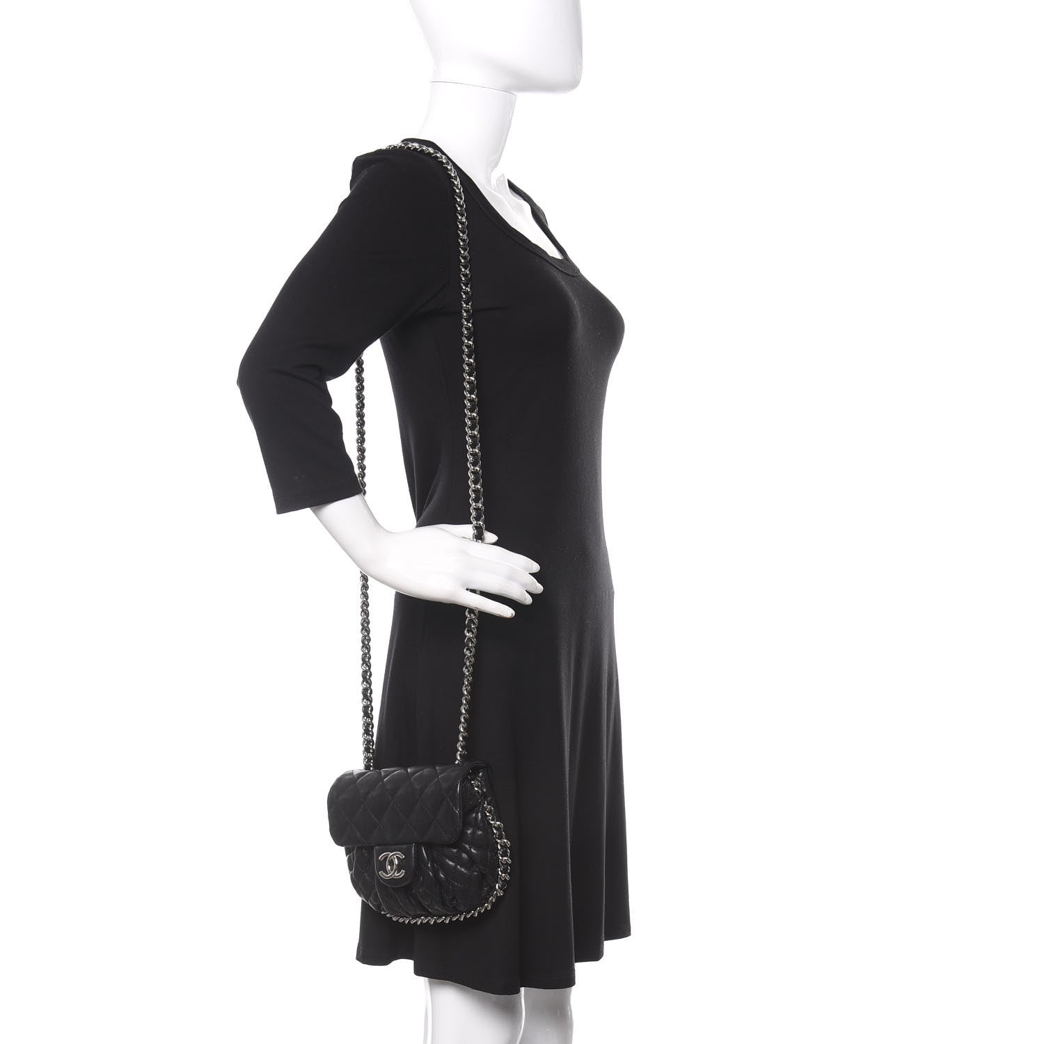 Chanel Washed Lambskin Mini Chain Around Messenger Black 2 of 11