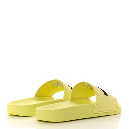 Balenciaga Smooth Rubber Logo Bi-Color Womens Pool Slide Sandals 38 Yellow Black 4 of 8