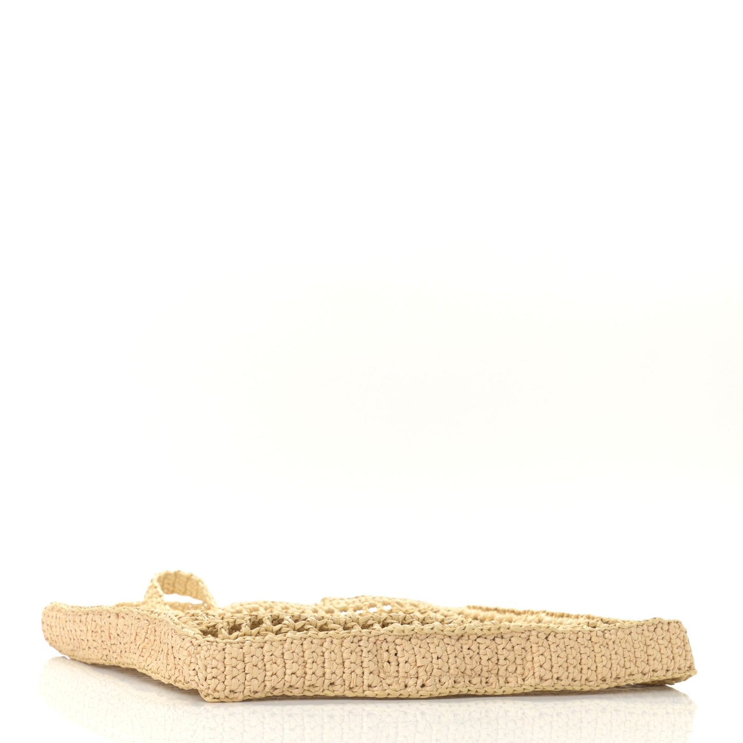 Yarn Raffia Effect Crochet Logo Embroidered Tote Bag Naturale
