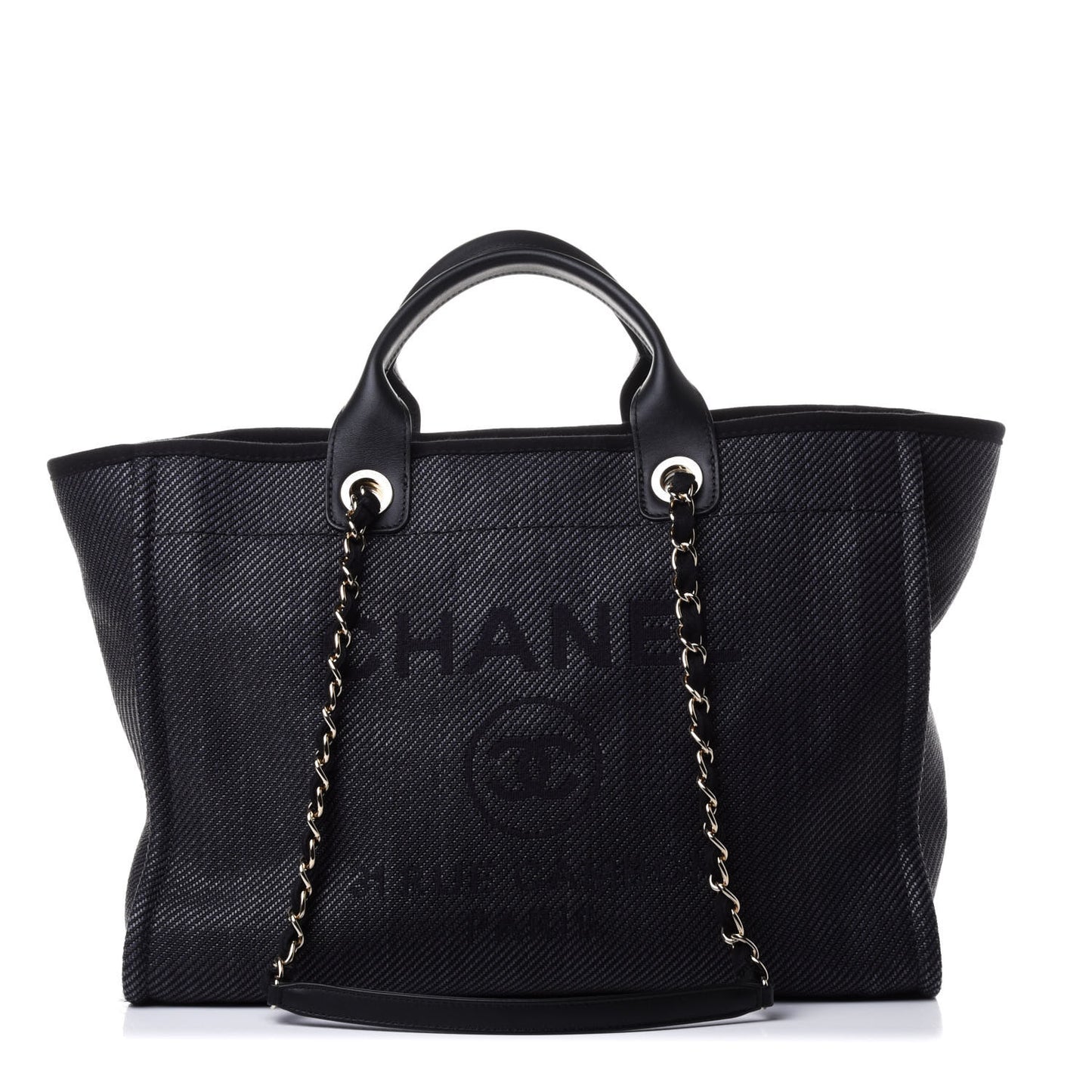 Mixed Fibers Calfskin Medium Deauville Tote Blue