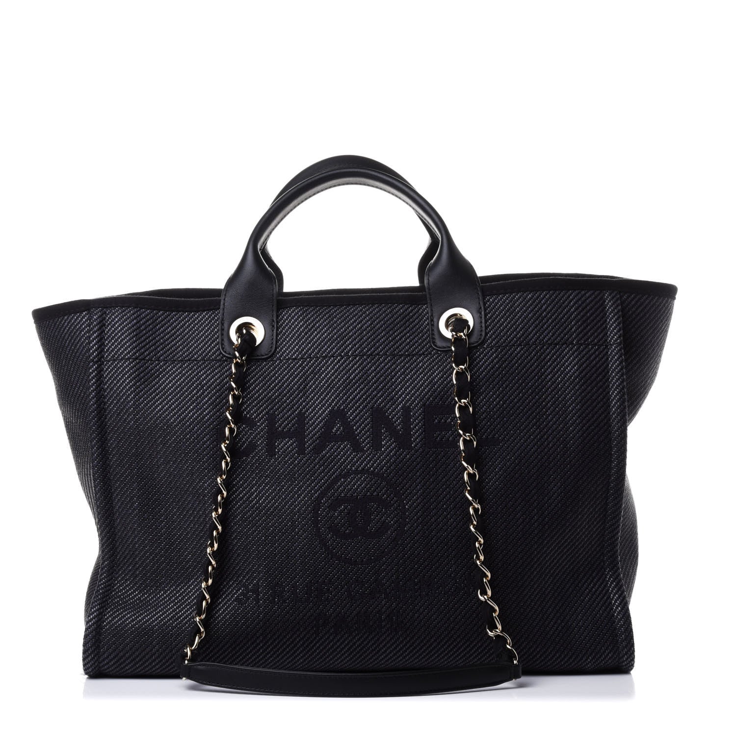Chanel Mixed Fibers Calfskin Medium Deauville Tote Blue 1 of 4