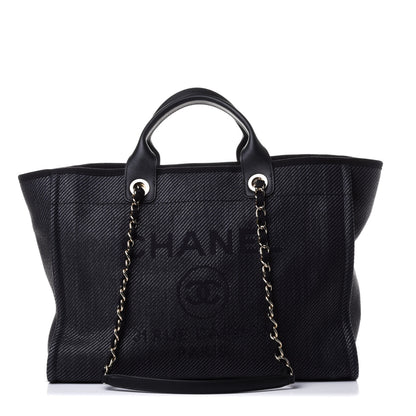 Chanel Mixed Fibers Calfskin Medium Deauville Tote Blue 1 of 4