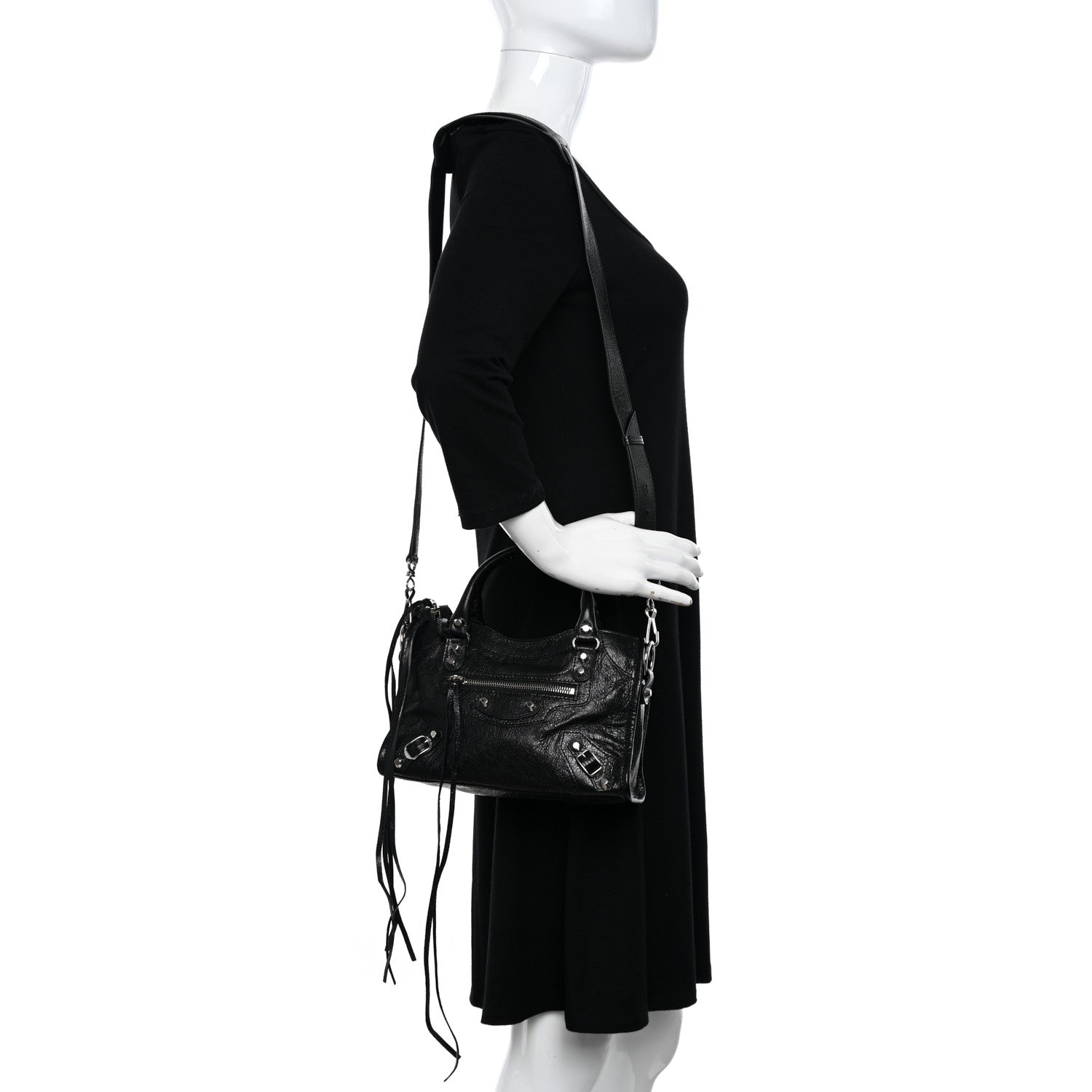 Balenciaga Agneau Classic Silver Hardware Mini City Black 2 of 9