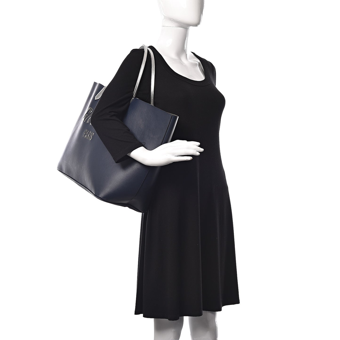 Calfskin Large Antigona Tote Night Blue Silver