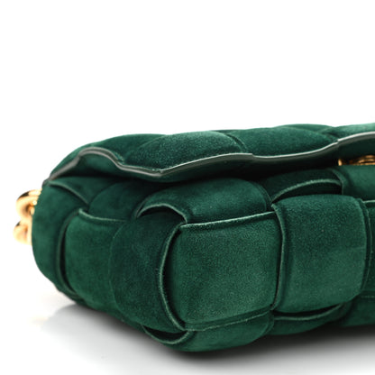 Bottega Veneta Suede Maxi Intrecciato Padded Chain Cassette Crossbody Bag Emerald Green 8 of 9