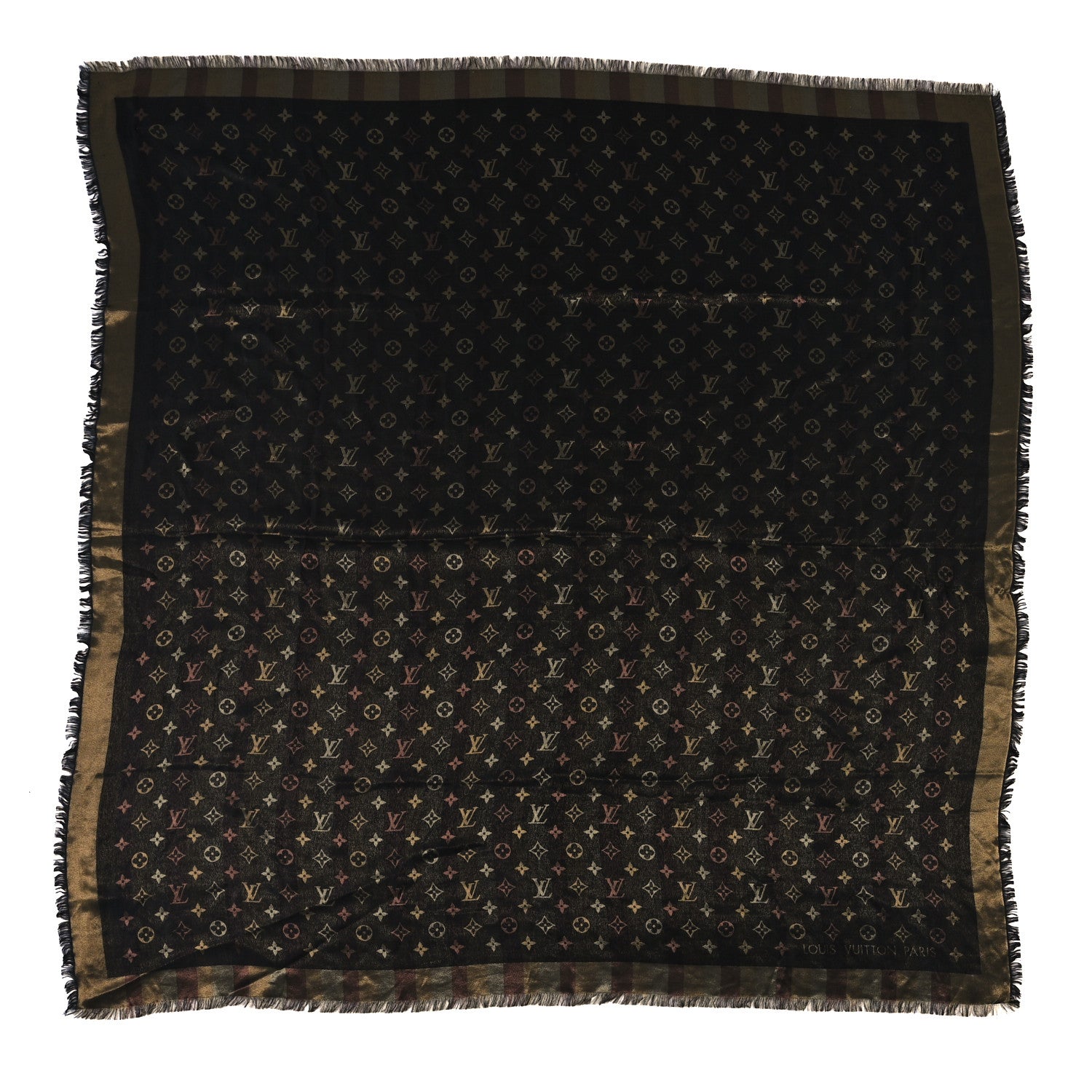 Louis Vuitton Silk Lurex Wool So Shine Monogram Shawl Black 1 of 3