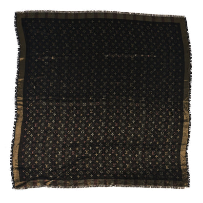 Louis Vuitton Silk Lurex Wool So Shine Monogram Shawl Black 1 of 3