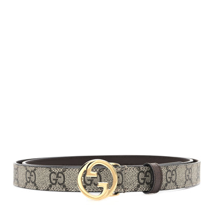 Gucci GG Supreme Monogram Textured Dollar Calfskin Blondie 30mm Belt 100 40 Beige Ebony New Acero 1 of 4