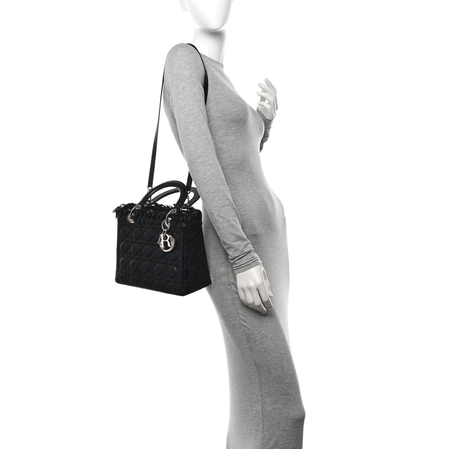 Lambskin Cannage Bow Medium Lady Dior Black