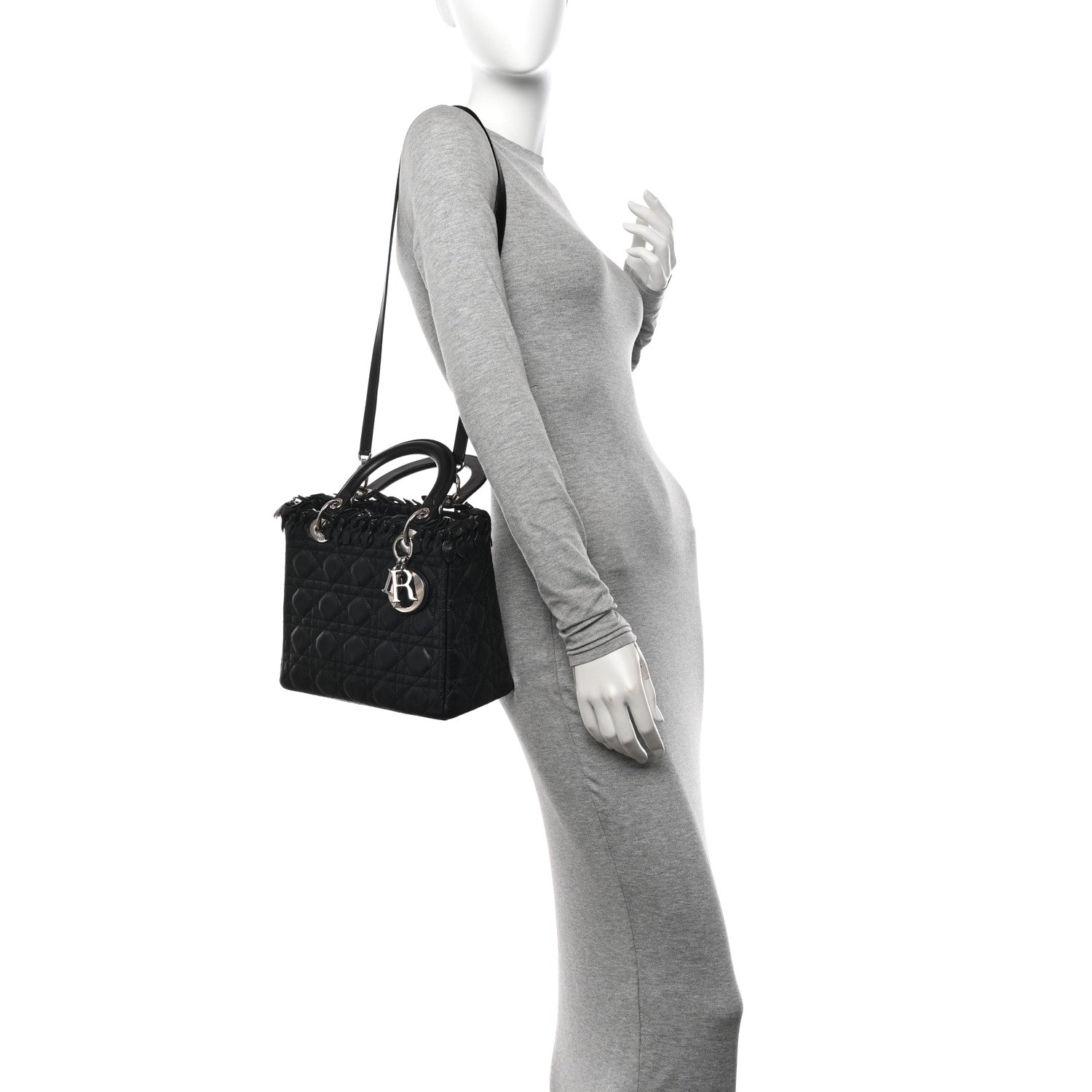 Christian Dior Lambskin Cannage Bow Medium Lady Dior Black 2 of 14