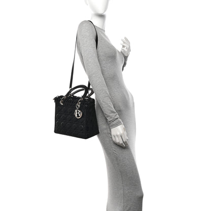Christian Dior Lambskin Cannage Bow Medium Lady Dior Black 2 of 14