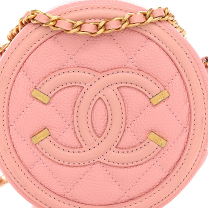 Chanel Caviar Quilted Round Filigree Crossbody Pink 8 of 10