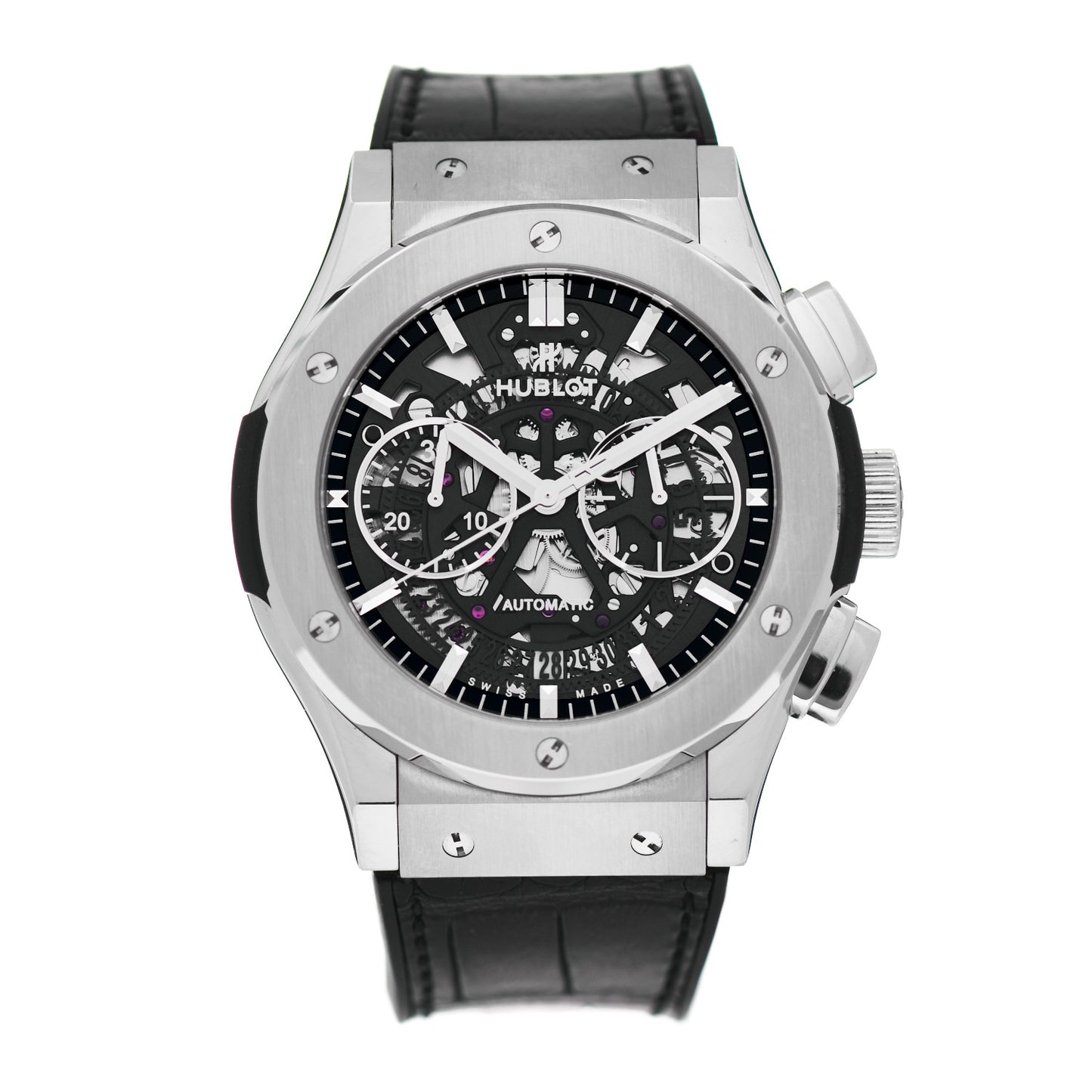 Titanium Alligator 45mm Classic Fusion Aerofusion Chronograph Automatic Watch Black 525.NX.0170.LR