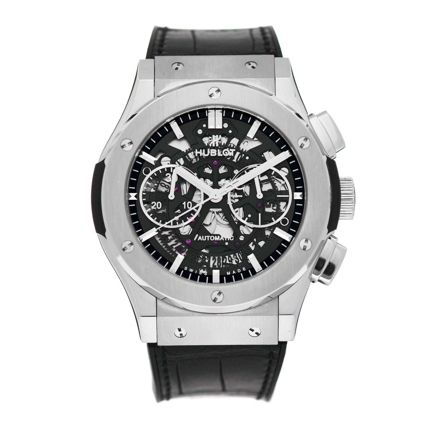 Hublot Titanium Alligator 45mm Classic Fusion Aerofusion Chronograph Automatic Watch Black 525.NX.0170.LR 1 of 5