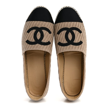 Chanel Tweed Grosgrain CC Espadrilles 41 Beige Black 2 of 9