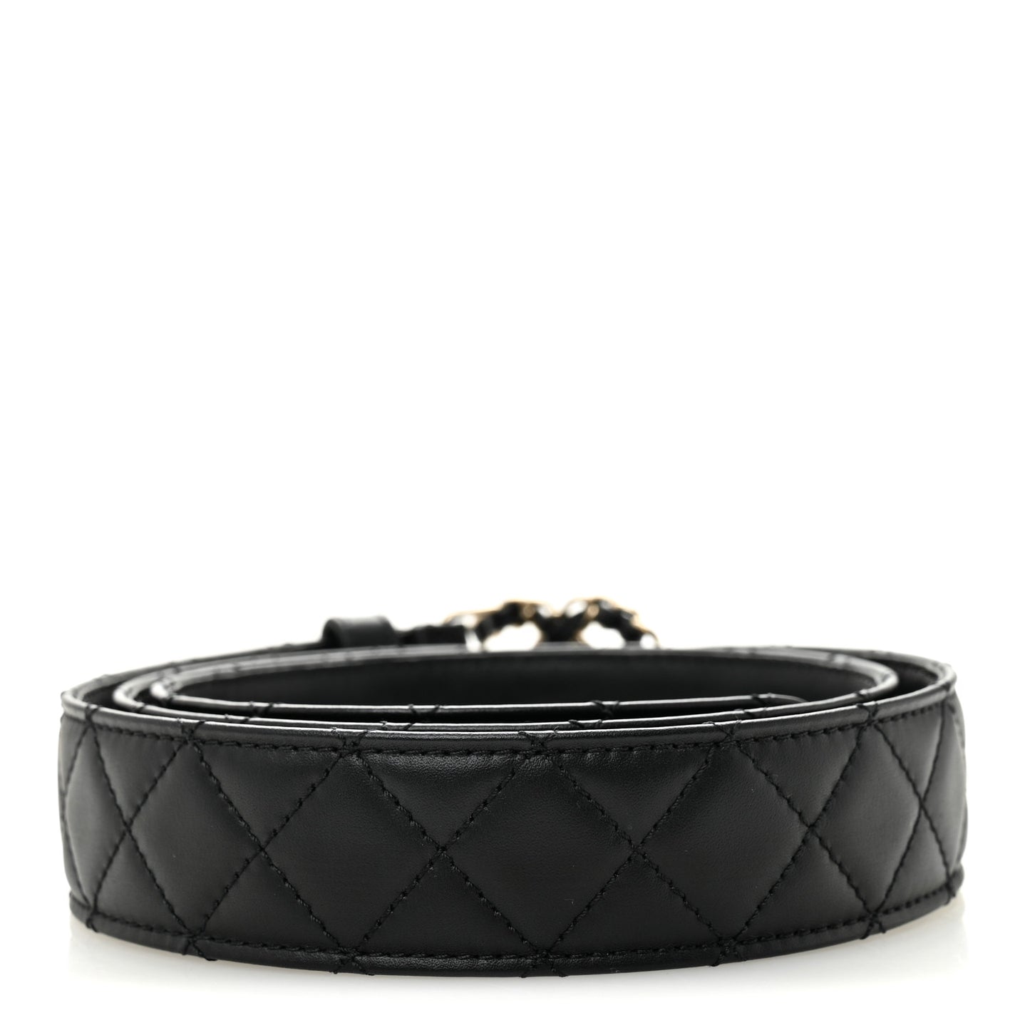 Calfskin Quilted CC Chain Belt 95 38 Black