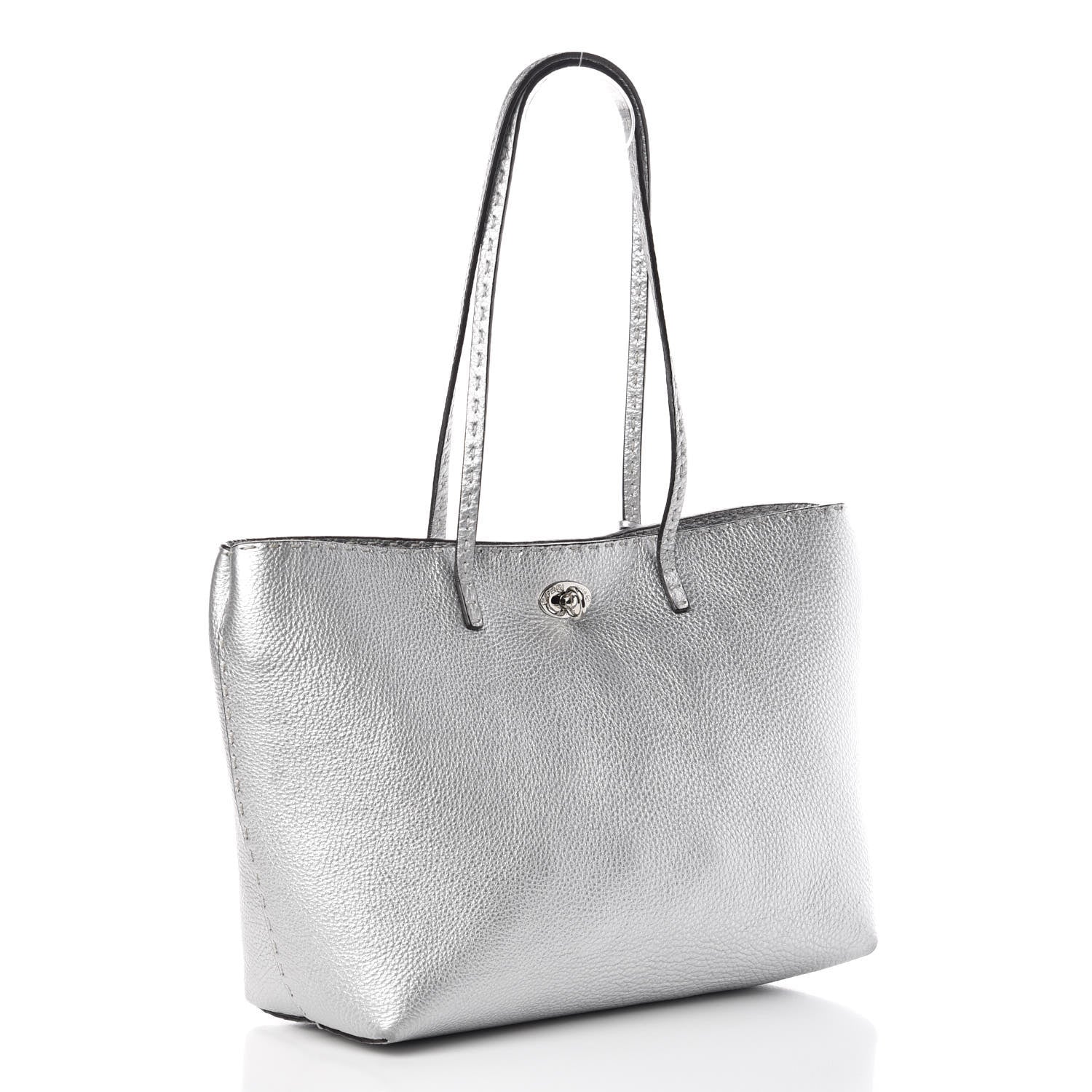 Fendi Cuoio Romano Lux Selleria Carla Shopping Tote Argento 3 of 15