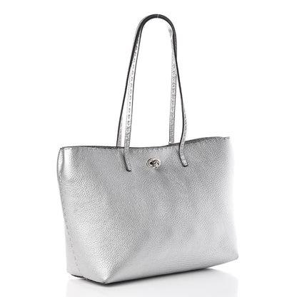 Fendi Cuoio Romano Lux Selleria Carla Shopping Tote Argento 3 of 15